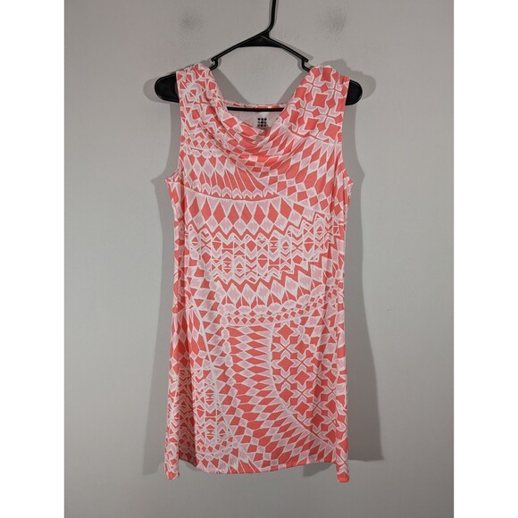 Title Nine EUC Coral Breezy Sleeveless Cowl Neck A Line Summer Mini Dress Size S - Picture 1 of 6